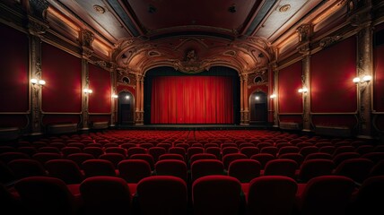 a classic movie house with rows of red seats. The image should emphasize the enduring appeal of such theaters, where movie magic has been enjoyed for generations.