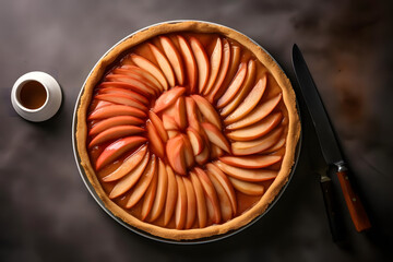 Quince Tart, fruity dessert in a pie dish