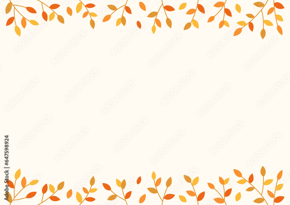 Poster Autumn leaves branches frame background.