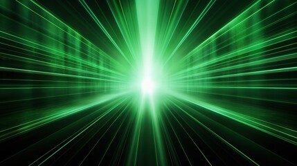 Digital science futuristic technology light rays stripes lines with green light background. AI generated