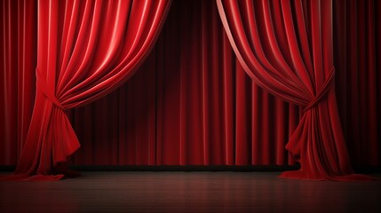 red stage with  curtains generated by AI tool