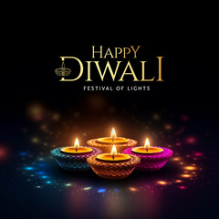 Diwali festival with colorful candles. Generative AI