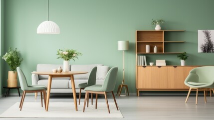 Fototapeta premium Modern interior in green tones
