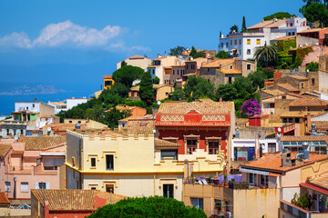 Traditional houses in Begur town, Spain