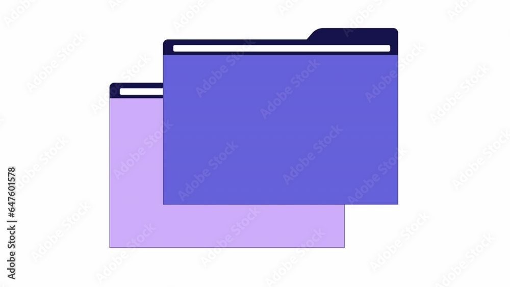 Poster nineties file folders line 2d object animation. retro organization archive computer technology flat 