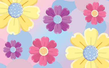 Colorful Floral Pattern Background Vector Illustration.