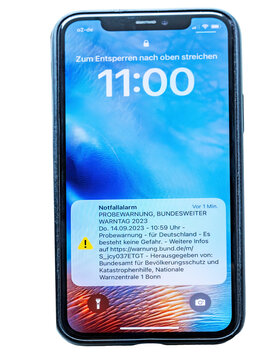 Meldung zum Warntag auf dem Apple iPhone 11 pro - 14.09.2023, N&uuml;rtingen