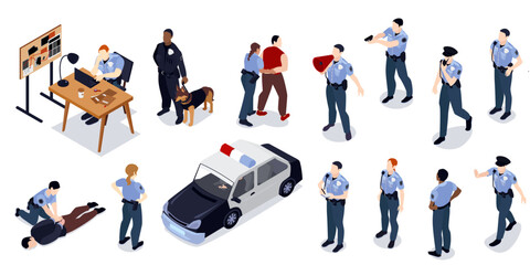 Isometric Police Icon Set