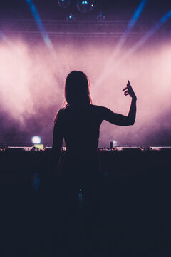 DJ girl mixing at Festival or club