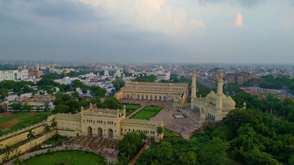 Aerial view of Husainabad Clock Tower and Bada Imambara