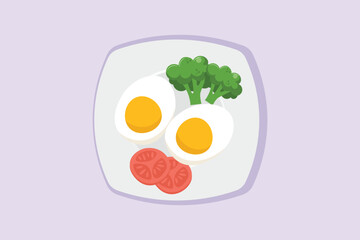 Healthy food concept. Vegetables, fruits and milk. Colored flat vector illustration isolated. 