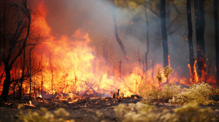 Forest fires exacerbated by climate change, highlighting urgent need for environmental consciousness and proactive action against ecological threats.