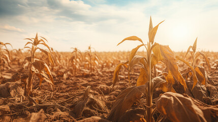 Crops suffering in searing heat and drought, a direct consequence of climate change and rising global temperatures.