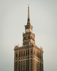 Architecture of the Palace of Culture and Science, in Warsaw, Poland