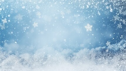 Blue winter background with snoflakes for christmas or new year holidays, generative ai