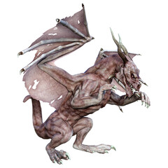 3D Rendering Fairy Tale Dragon on White