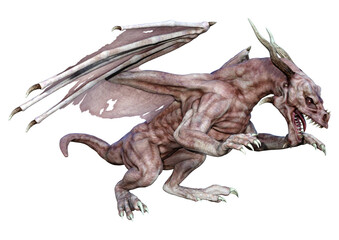 3D Rendering Fairy Tale Dragon on White