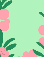 Feminine floral, floral postcard, green gradient background, Flower Cartoon