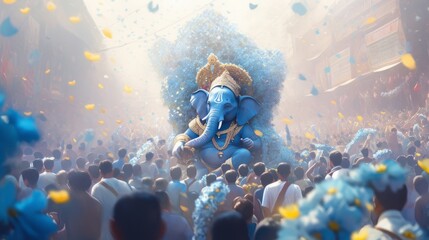 elephant Ganesha on parade - obrazy, fototapety, plakaty
