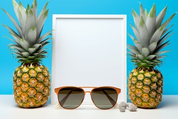 Sunny vibes Pineapple shades, white backdrop, and a sleek mockup board