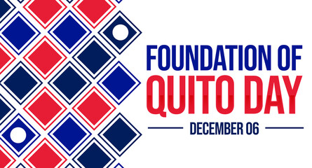 Foundation of Quito Day wallpaper design with colorful shapes and typography on the center.