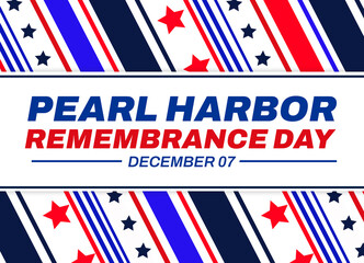 Fototapeta premium Pearl Harbor Rememberance Day Wallpaper with stars and typography in the center. United States patriotic concept backdrop