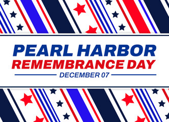 Pearl Harbor Rememberance Day Wallpaper with stars and typography in the center. United States patriotic concept backdrop