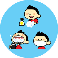 Animation of a boy who always maintains cleanliness