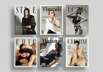 Fashion Magazine Cover Layout Set