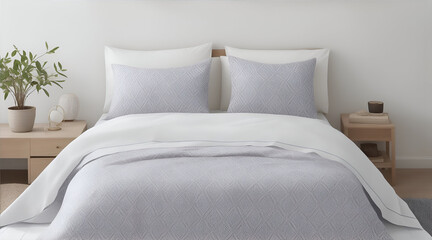 Minimalistic Geometric Pattern Cotton white  Sheets for Serene Bedrooms