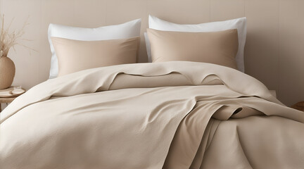 Fototapeta na wymiar Minimalistic bronze Geometric Pattern Cotton Sheets for Serene Bedrooms