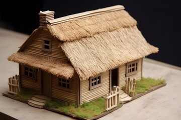 Fototapeta na wymiar miniature house building made of straw