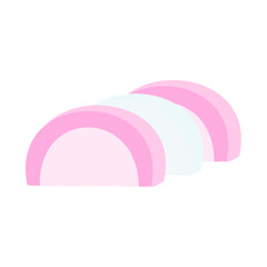 Obraz premium 紅白かまぼこ。フラットなベクターイラスト。 Ko-haku kamaboko: two colors fish paste. Flat designed vector illustration.