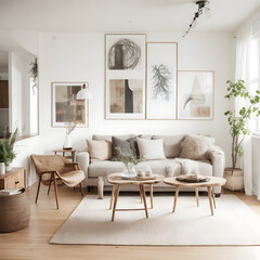 Fototapeta premium With its 3D rendering, this mockup provides a highly realistic representation of your future interior design. Imagine how your selected wallpaper pattern, texture, and color will interact with the roo