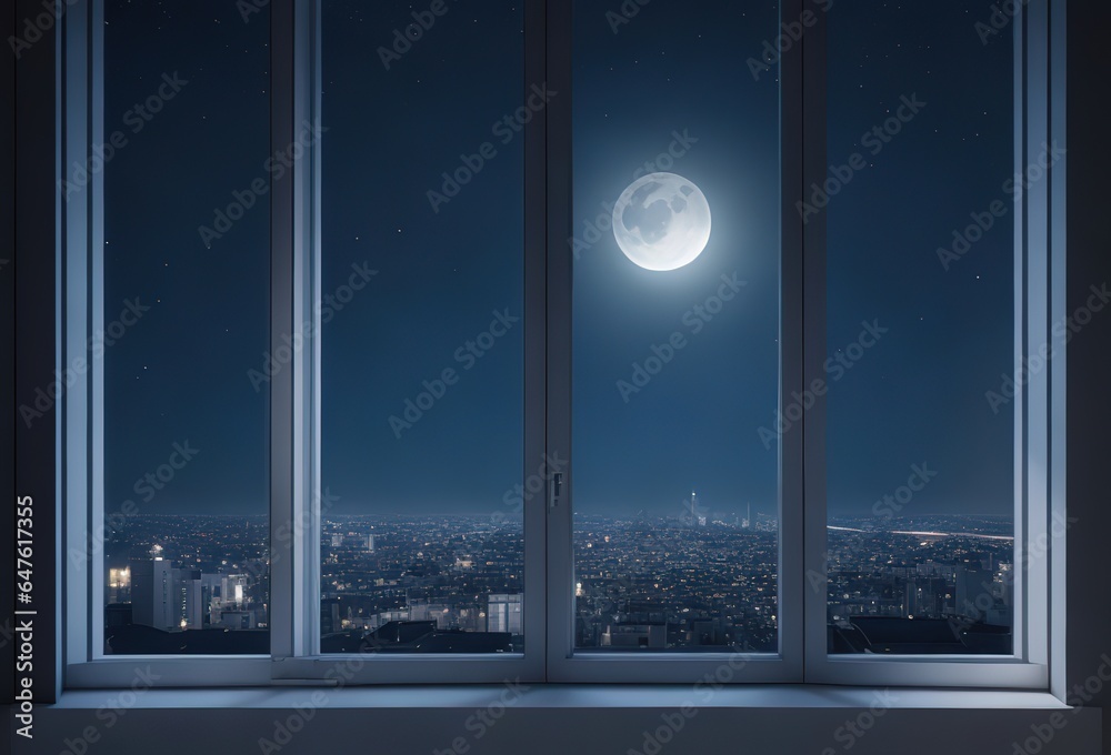 Wall mural window in the night