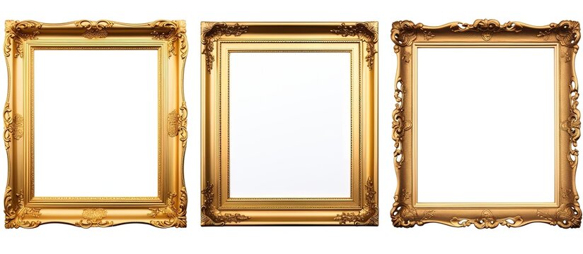 Collection of picture frames on a white background