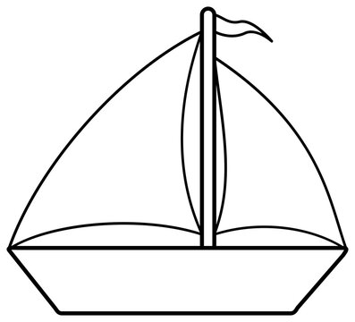 Ship outline icon. Coloring book page for children. Boat illustration.