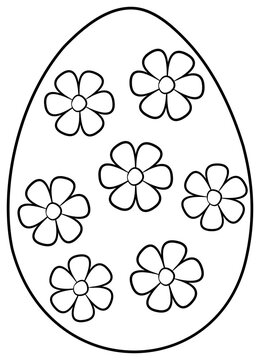 recommend clip art: Easter egg with flower outline icon. Coloring book page for children. 