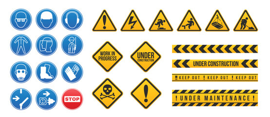 Construction Signs Set - obrazy, fototapety, plakaty