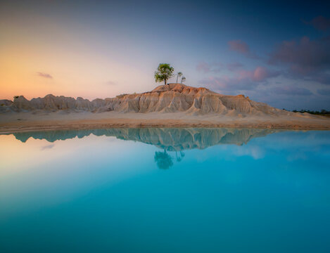 Danau Biru (Blue Lake) at sunrise, Tanjung Uban, Riau Islands, Bintan, Indonesia