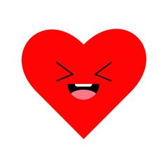 Heart, love, romance or valentine's day red vector icon with kawaii emoji for apps and websites