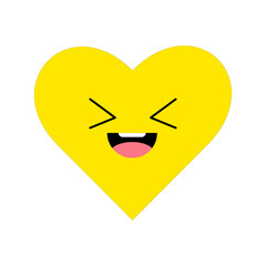 Heart, love, romance or valentine's day red vector icon with kawaii emoji for apps and websites