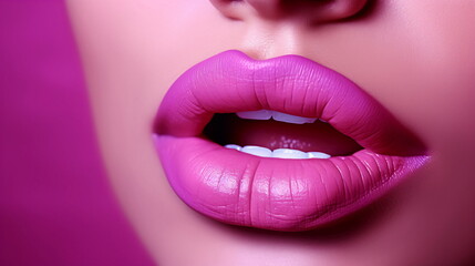 Lips on a Woman's Face with Purple and Pink Ripped Effect AI Generated
