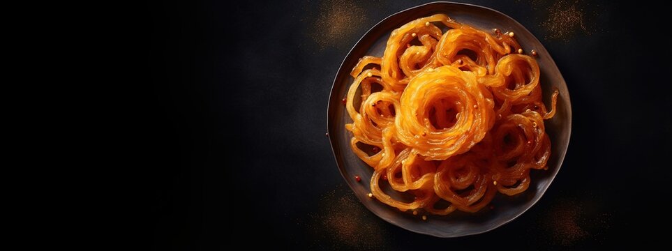 Generative AI, Jalebi, imarti, imarati, paneer jalebi or zulbia, Indian sweet food. 