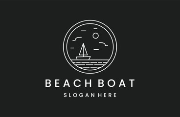 Beach boat logo icon design template vector illustration
