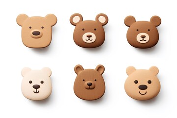 Fototapeta premium コルクでできた可愛いい動物たちのアイコン（3Dピクト）