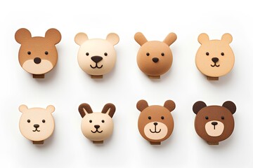 Naklejka premium コルクでできた可愛いい動物たちのアイコン（3Dピクト）