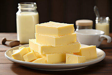 cheese and milk  on a table background