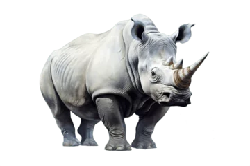 Gordijnen Rhino Isolated on Transparent Background - Generative AI © PNG 