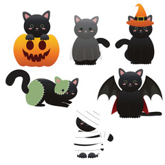 Set of Spooky Halloween Cats